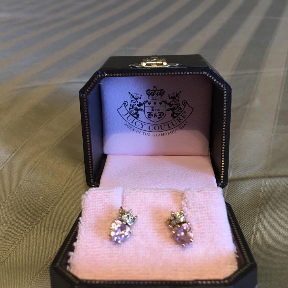 Juicy couture heart shaped pink stud earrings